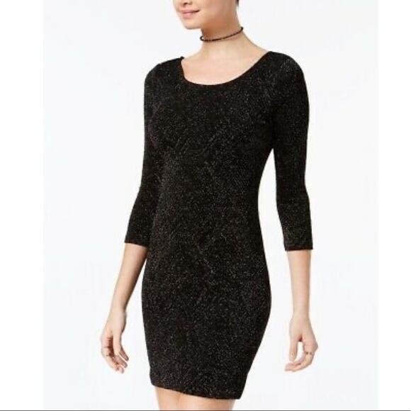 Trixxi Juniors Metallic Black Sheath Dress Size 1 - Picture 1 of 12